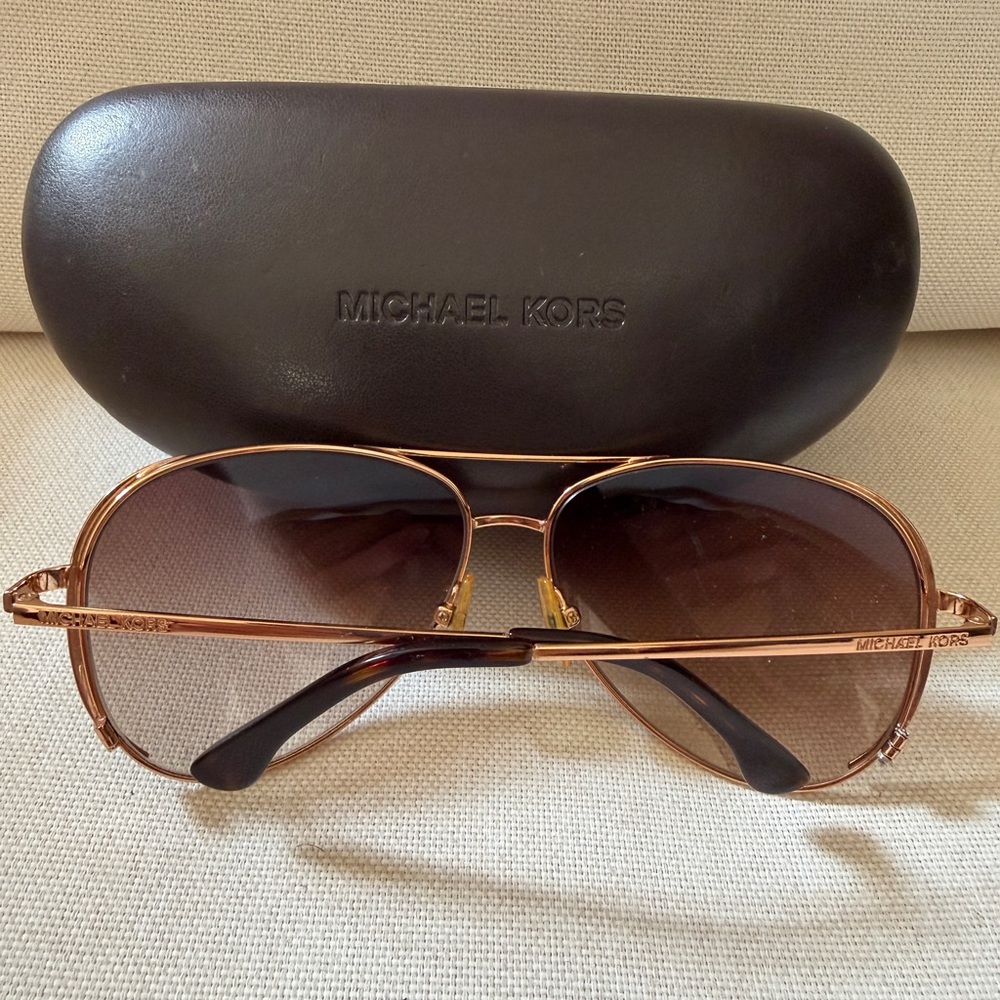 Michael Kors Rose Gold Aviator Sunglasses - Picture 2 of 9